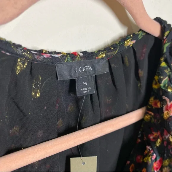 J.Crew Ruffleneck Top In Midnight Vintage Floral - Picture 6 of 8